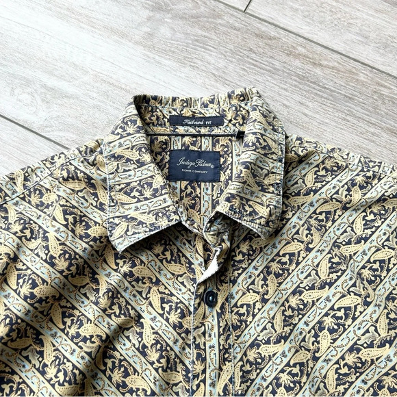 Indigo Palm Paisley Pattern Button Down Western Shirt - Picture 4 of 14